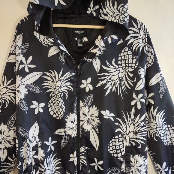 Forever 21 Men's Bomber Jacket Hood Full Zip Pockets Size Large - Picture 3 of 8